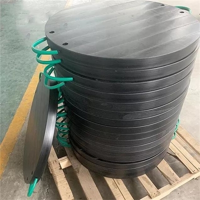 Black Round HDPE Jack Foot Plate Plastic Crane Outrigger Pad For Mobile Cranes